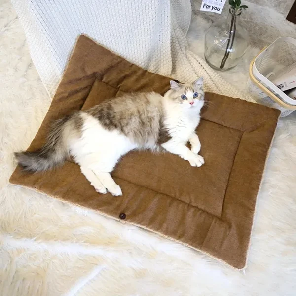 Cats Bed for Winter Pet Fluffy Things Plush Houses Cartoon Beds Warm Dog Mat Kitten Products Habitats Basket Accessory Supplies - Image 2
