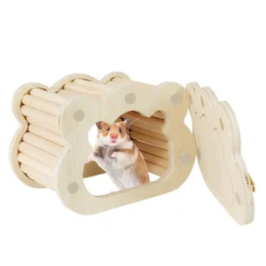 Tiny Hamster Wooden House Cute Cloud Shapes Tiny Hamster Hideout Small Animals Habitat Hut Small Pets Woodland House Habitats