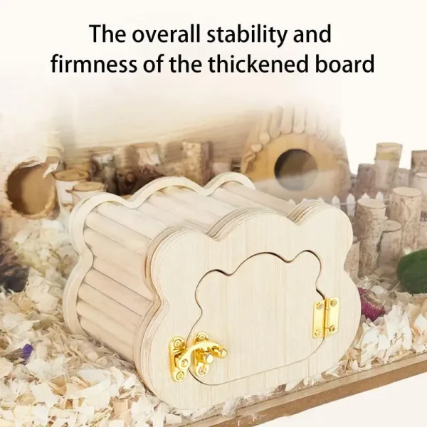 Tiny Hamster Wooden House Cute Cloud Shapes Tiny Hamster Hideout Small Animals Habitat Hut Small Pets Woodland House Habitats - Image 5
