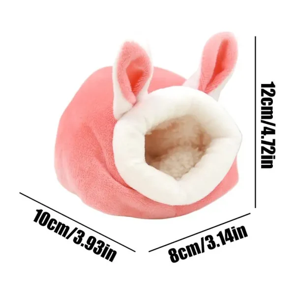 Hamster Houses Bunny Ears-Style Hamster Winter Warm Nest House Soft Habitat Accessories Chinchilla Cotton Cage Removable Plush - Image 6