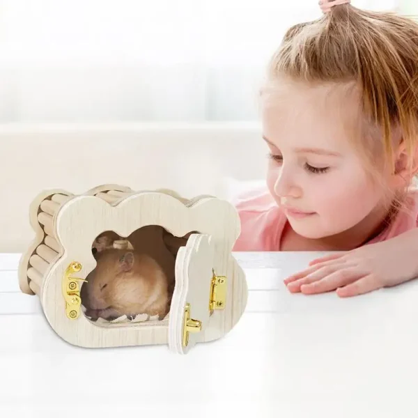 Tiny Hamster Wooden House Cute Cloud Shapes Tiny Hamster Hideout Small Animals Habitat Hut Small Pets Woodland House Habitats - Image 4