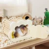 Tiny Hamster Wooden House Cute Cloud Shapes Tiny Hamster Hideout Small Animals Habitat Hut Small Pets Woodland House Habitats - Image 2