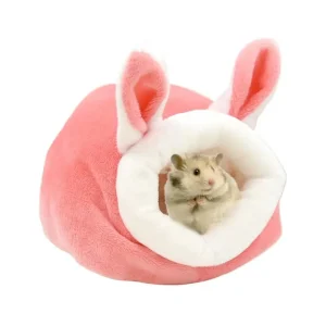 Hamster Houses Bunny Ears-Style Hamster Winter Warm Nest House Soft Habitat Accessories Chinchilla Cotton Cage Removable Plush