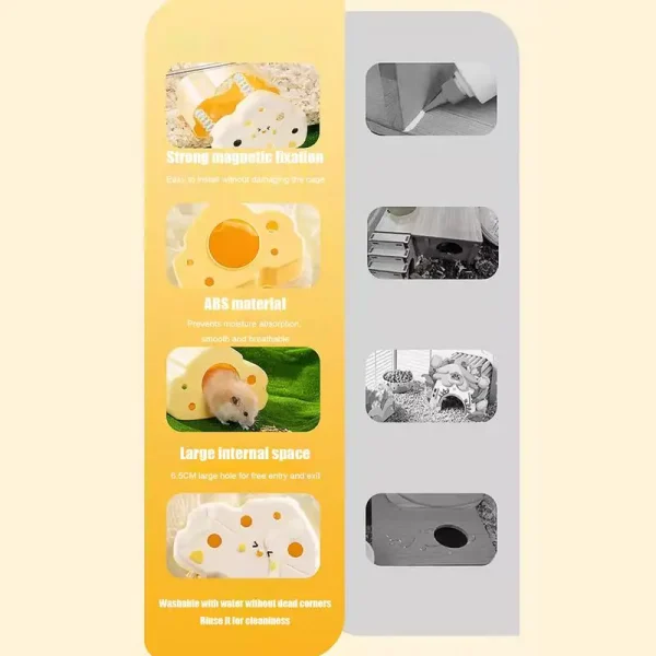 Cute Hamster House Magnetic Hamster Hut Cheese Hamster House Small Animal Habitat Decor Semi Closed Shelter Gerbil House Hamster - Image 5